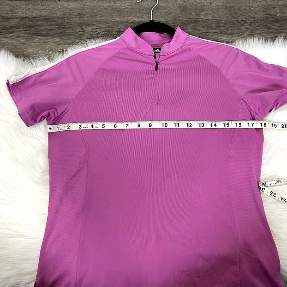 Adidas Pink Climacool Short Sleeve Athletic Golf Quarter Zip Collarless Polo - Picture 8 of 9
